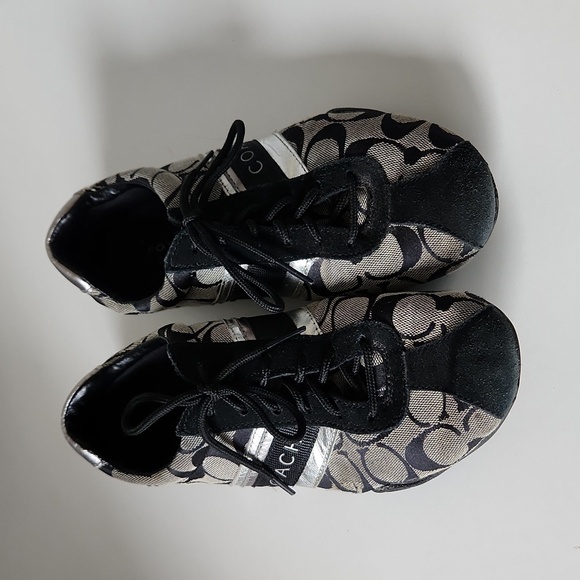 COACH | Jayme Signature C Logo Gray & Black Lace Up Shoes sneakers sz 6.5M - Picture 2 of 4
